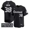 Steven Kwan #38 Cleveland Indians Gothic Iron Edition Limited Jersey - Black