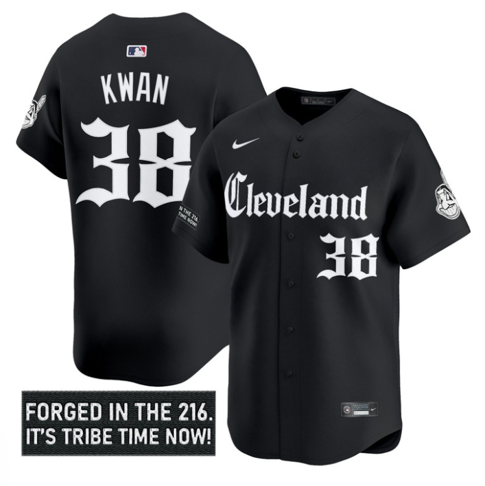 Steven Kwan #38 Cleveland Indians Gothic Iron Edition Limited Jersey - Black