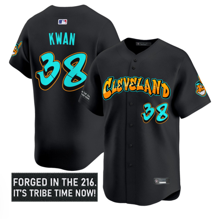 Steven Kwan #38 Cleveland Indians Graffiti Ink Edition Limited Jersey - Black