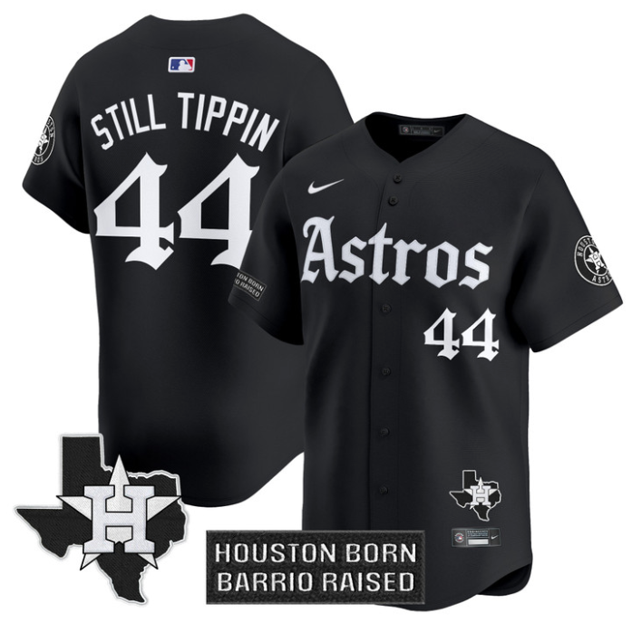 Still Tippin #44 Houston Astros Gothic Edition Vapor Premier Limited Stit Jersey