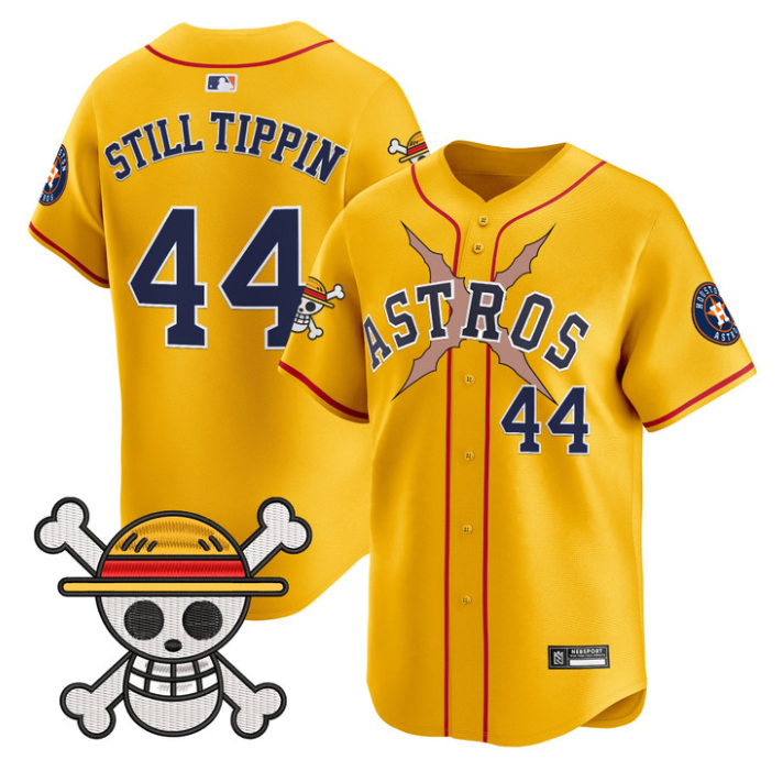 Still Tippin #44 Houston Astros 2025 One Piece Limited Jersey - Gold