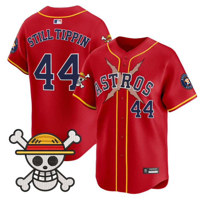 Still Tippin #44 Houston Astros 2025 One Piece Limited Jersey - Red
