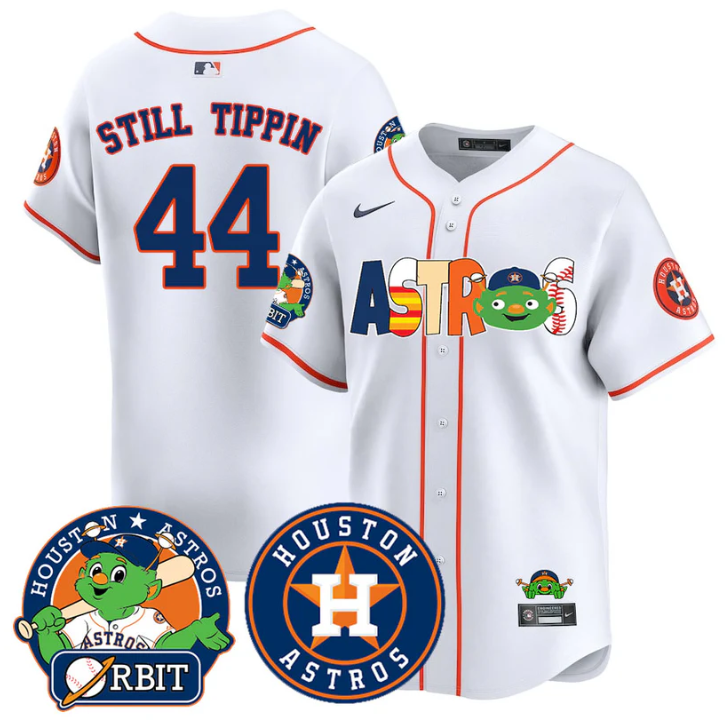 Still Tippin #44 Houston Astros Orbit Vapor Premier Limited Whit Jersey