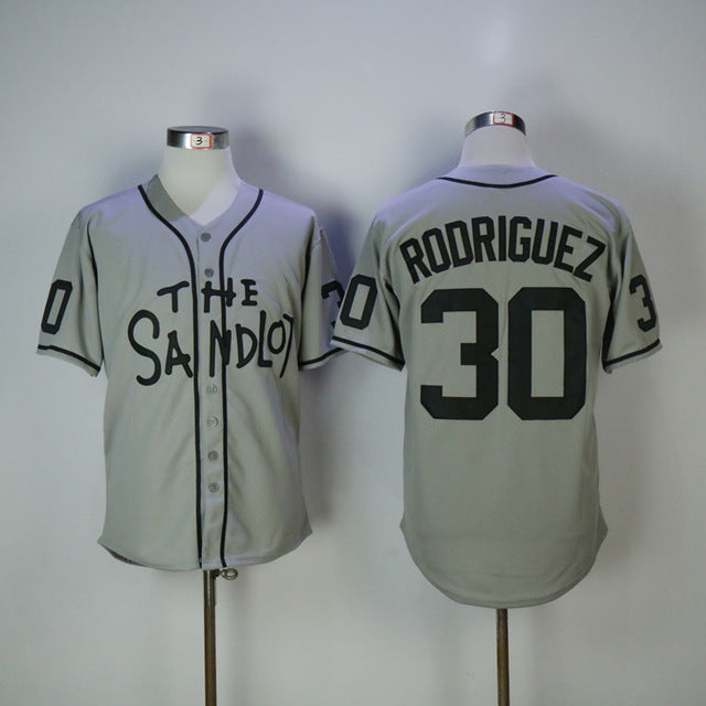 Sandlot Benny Jet Rodriguez Movie Baseball #30 Limited Jersey - Gray