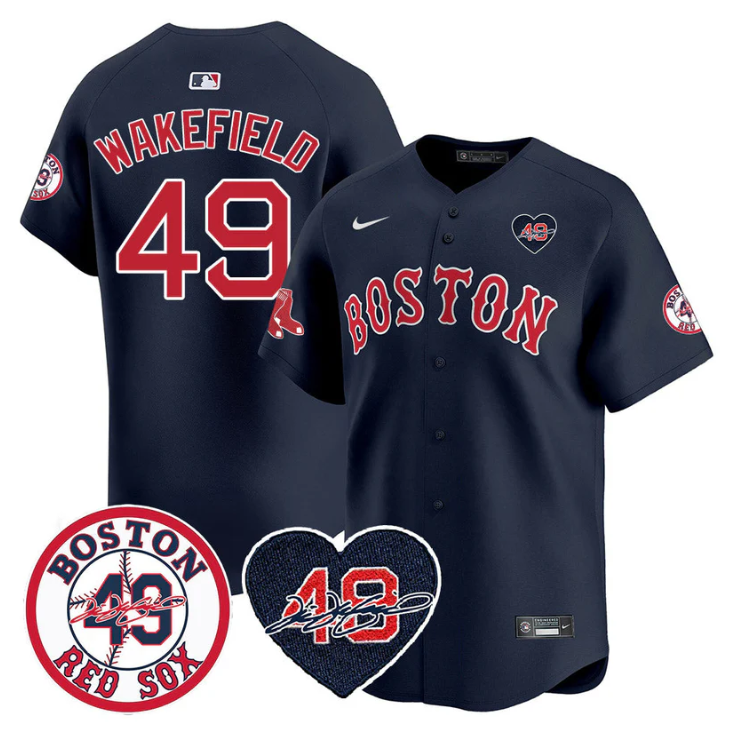 Tim Wakefield #49 Boston Red Sox Tim Wakefield Memorial Patch Na Limited Jersey
