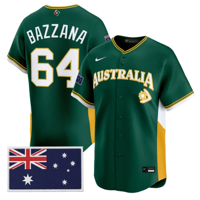 Travis Bazzana #64 2026 Team Australia World Limited Baseball Jersey