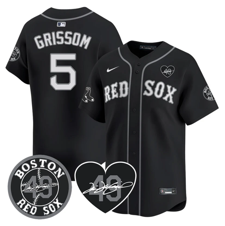 Tim Wakefield #5 Boston Red Sox Vaughn Grissom Memorial Patch Bl Limited Jersey