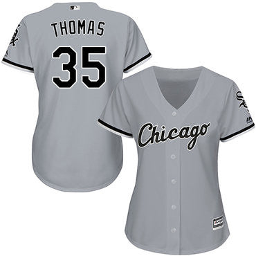 Frank Thomas #35 Chicago White Sox Womens Grey Road Limited Baseball Jersey - White