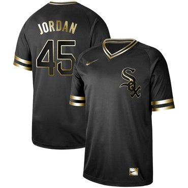 Black Gold #45 Chicago White Sox Jordan Michael Authentic Baseball Jersey - White