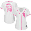 Eloy Jimenez #74 Chicago White Sox Womens White Pink Fashion Limited Baseball Jersey - White