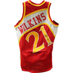 Dominique Wilkins Signed Replica Atlanta Hawks Sand Knit 46 Red Jersey BAS 48504