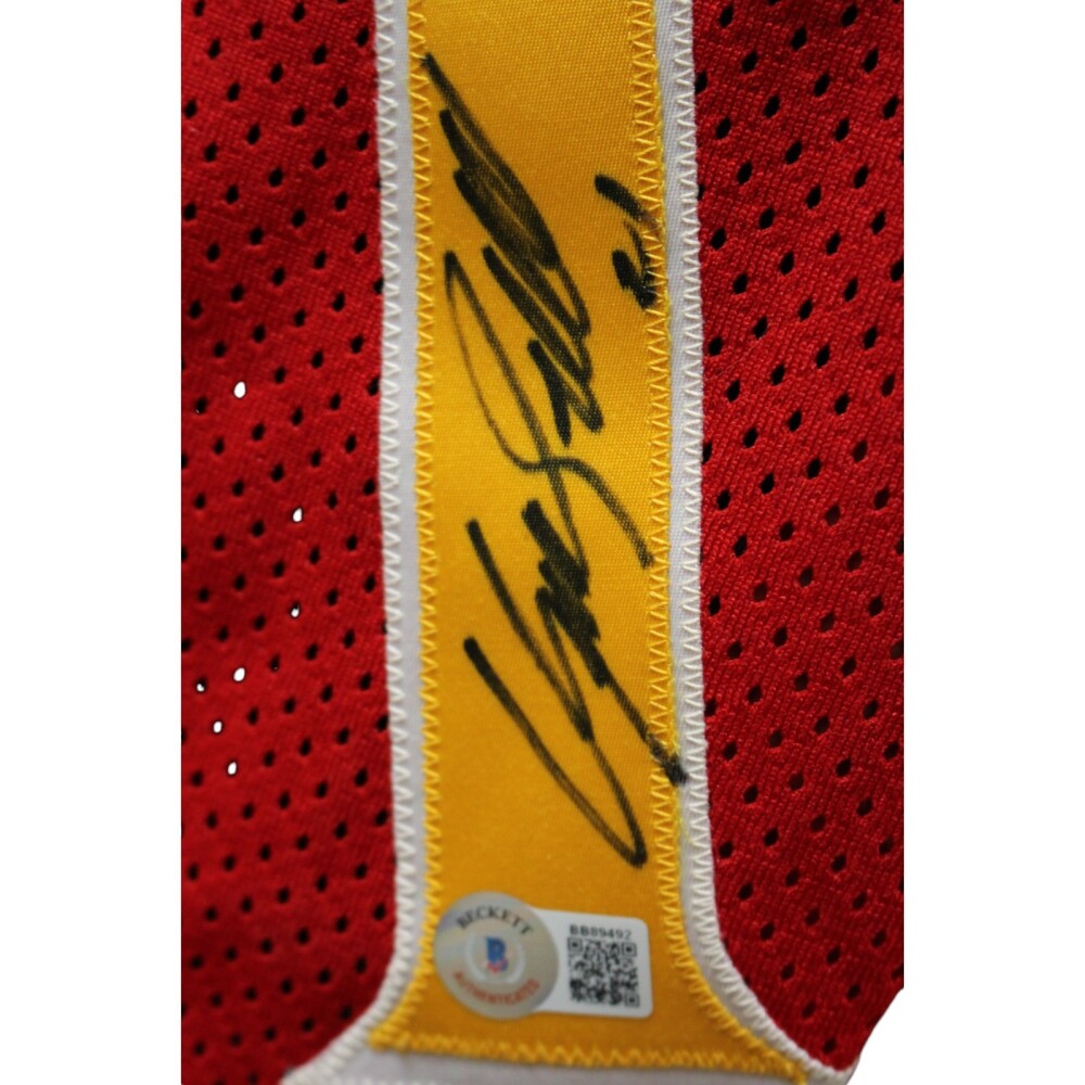 Dominique Wilkins Signed Replica Atlanta Hawks Sand Knit 46 Red Jersey BAS 48504