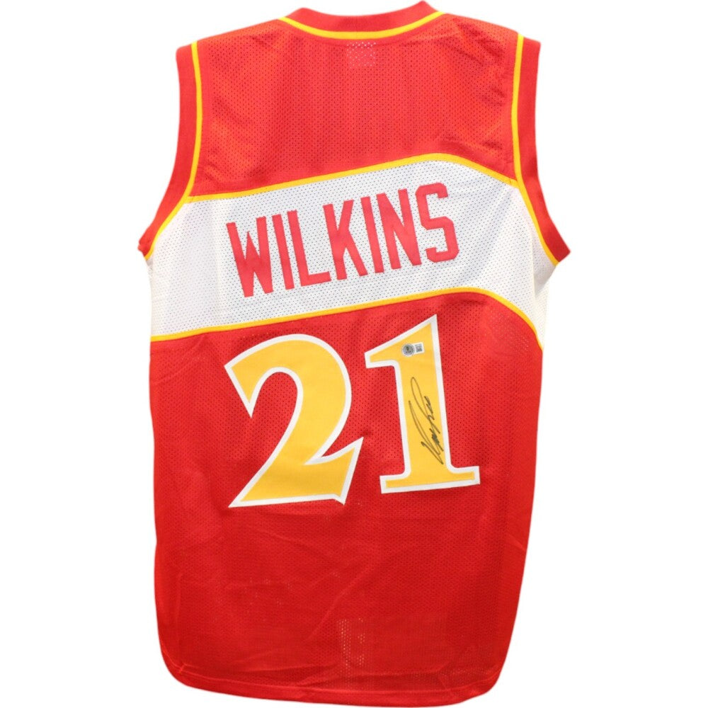 Dominique Wilkins Autographed Pro Style Red  Jersey Beckett Witness 49735