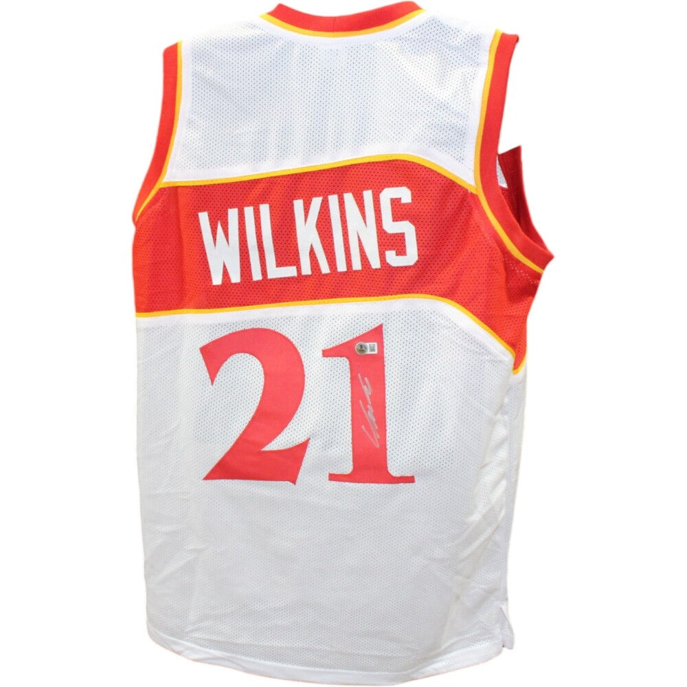 Dominique Wilkins Autographed Pro Style White  Jersey Beckett Witness 49741