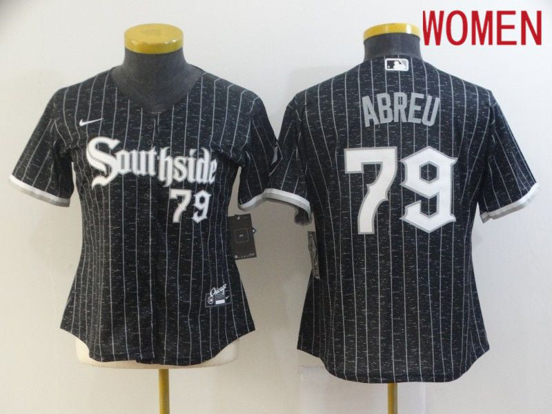 Chicago White Sox #79 Nike Women 2021 Abreu City Edition Game Jerseys Limited Jersey - Black