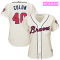 Atlanta Braves #40 Majestic Womens Bartolo Colon Alternate Limited Cool Base Jersey - Cream