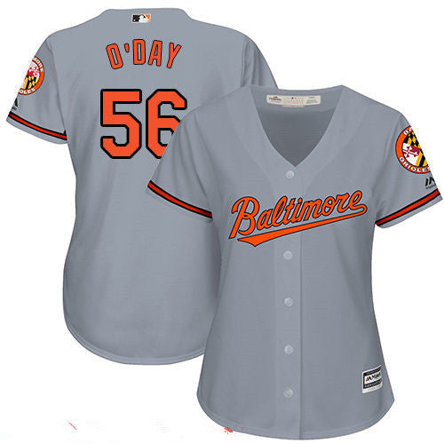 Darren Oday #56 Baltimore Orioles Majestic Womens Road Limited Cool Base Jersey - Gray