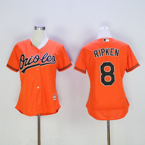 Cal Ripken #8 Baltimore Orioles Majestic Womens Limited Retired Cool Base Jersey - Orange