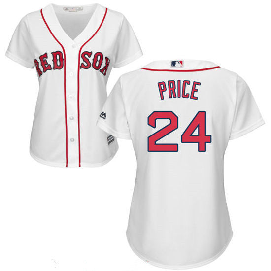 David Price #24 Boston Red Sox Majestic Womens Home Limited Cool Base Jersey - White