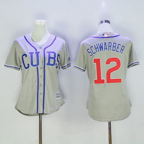 Kyle Schwarber #12 Chicago Cubs Majestic Womens Cubs Limited Cool Base Jersey - Gray