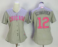 Kyle Schwarber #12 Chicago Cubs Majestic Womens Pink Mothers Day Limited Cool Base Jersey - Gray