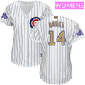 Ernie Banks #14 Chicago Cubs Majestic Womens 2017 World Series Champions Gold Limited Cool Base Jersey - White
