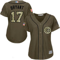 Kris Bryant #17 Chicago Cubs Majestic Womens Salute To Service Limited Cool Base Jersey - Green
