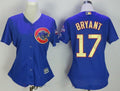 Kris Bryant #17 Chicago Cubs Majestic Womens 2017 World Series Champions Gold Limited Flex Base Jersey - Royal Blue