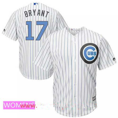 Kris Bryant #17 Chicago Cubs Majestic Womens Baby Blue Fathers Day Limited Cool Base Jersey - White