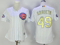 Jake Arrieta #49 Chicago Cubs Majestic Womens 2017 World Series Champions Gold Limited Cool Base Jersey - White