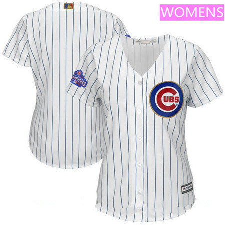 Chicago Cubs Majestic Womens 2017 Blank World Series Champions Gold Limited Cool Base Jersey - White