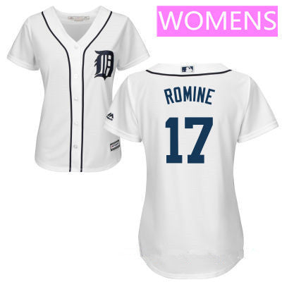Andrew Romine #17 Detroit Tigers Majestic Womens Home Limited Cool Base Jersey - White