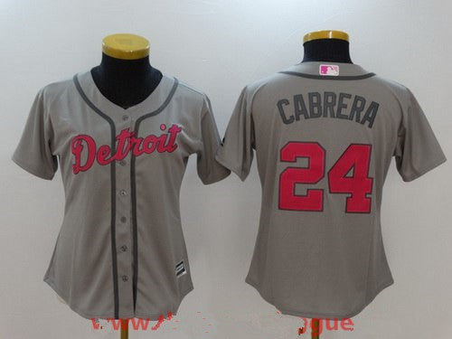 Miguel Cabrera #24 Detroit Tigers Majestic Womens Pink Mothers Day Limited Flex Base Jersey - Gray