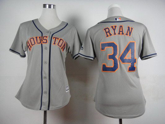 Nolan Ryan #34 Houston Astros Womens 2015 Away Limited Cool Base Jersey - Gray