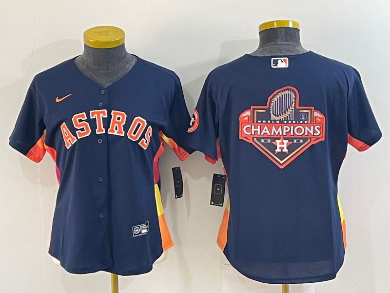 Houston Astros Nike Womens Champions Big Logo Patch Limited Cool Base Jersey - Navy Blue