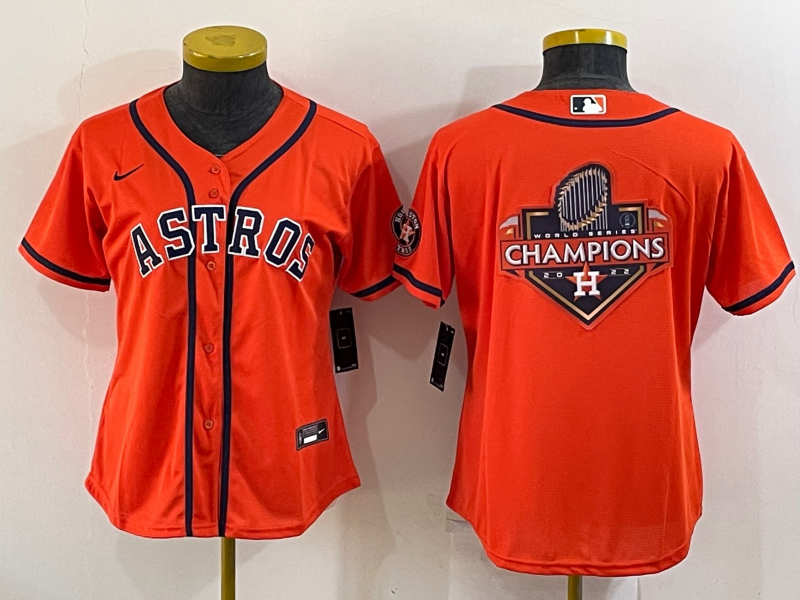 Houston Astros Nike Womens Champions Big Logo Patch Limited Cool Base Jersey - Orange