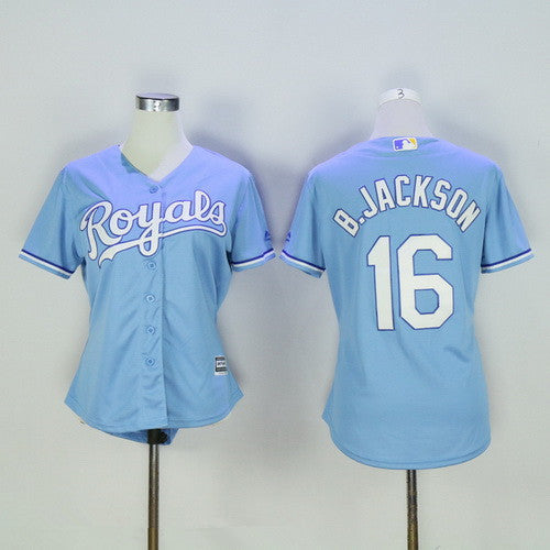Light Blue #16 Kansas City Royals Majestic Womens Bo Jackson Limited Retired Cool Base Jersey