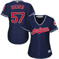Shane Bieber #57 Cleveland Indians Majestic Womens Limited Cool Base Alternate Jersey - Navy