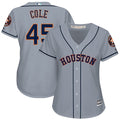Gerrit Cole #45 Houston Astros Majestic Womens Authentic Road Cool Base Jersey - Grey