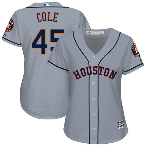 Gerrit Cole #45 Houston Astros Majestic Womens Authentic Road Cool Base Jersey - Grey