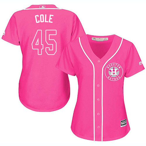 Gerrit Cole #45 Houston Astros Majestic Womens Authentic Fashion Cool Base Jersey - Pink