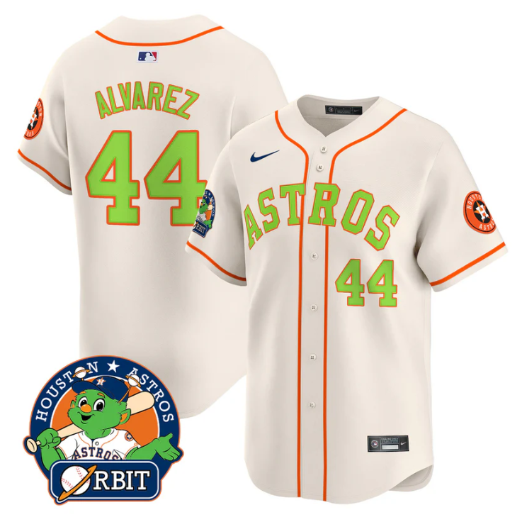 Houston Astros #44 Yordan Lvarez Orbit Patch Vapor Premier Limited V2 Cr Jersey