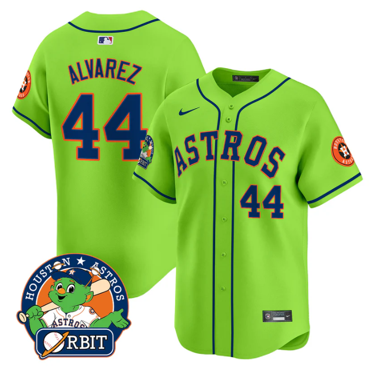 Houston Astros #44 Yordan Lvarez Orbit Patch Vapor Premier Limited V2 Gr Jersey