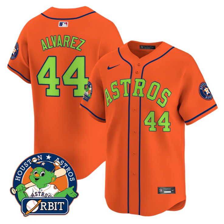 Houston Astros #44 Yordan Lvarez Orbit Patch Vapor Premier Limited V2 Or Jersey