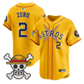 Houston Astros #2 2025 Zoro One Piece Vapor Limited Jersey - Gold
