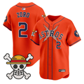 Houston Astros #2 2025 Zoro One Piece Vapor Limited Jersey - Orange